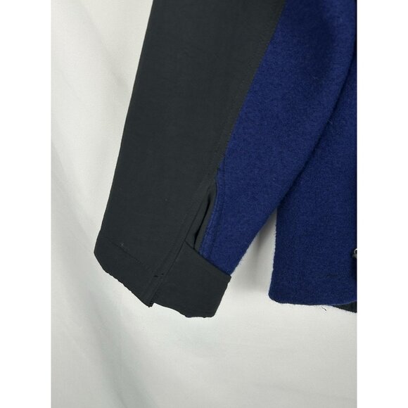 IBEX Men’s Large 100% New Wool Heavy Jacket Sweater Coat Black/  Blue Zip up USA - Picture 11 of 16